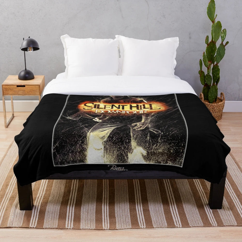 Silent Hill inspired plush blanket featuring box art cover design