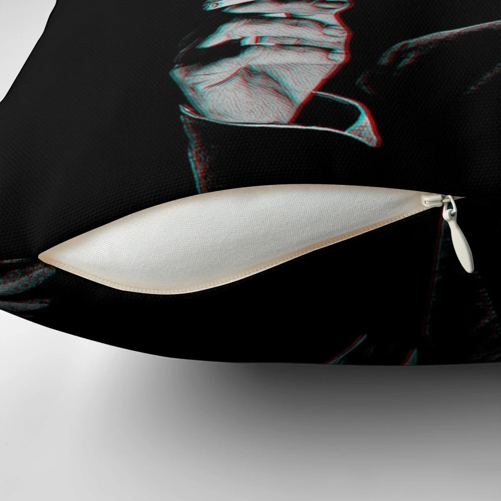 Vintage-inspired "The Price is Right" horror-themed decorative pillow featuring Vincent Price