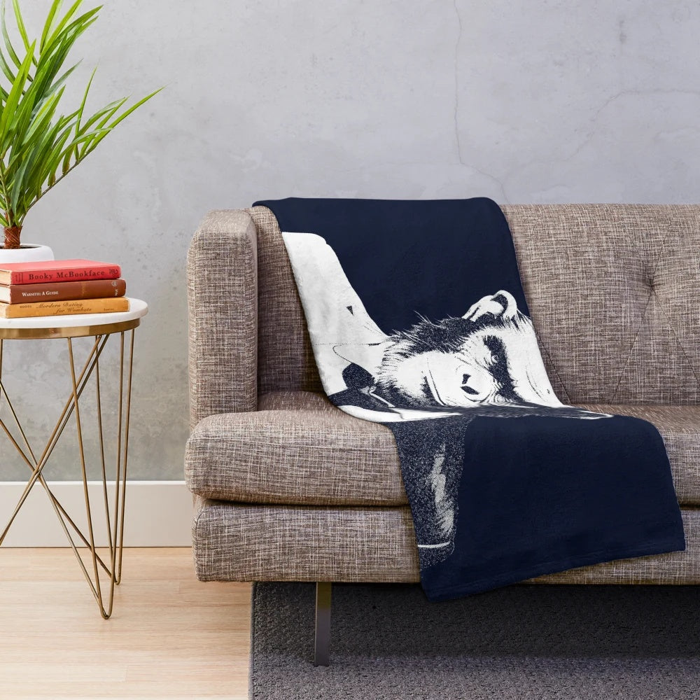 Cozy chimpanzee plush blanket with spy theme