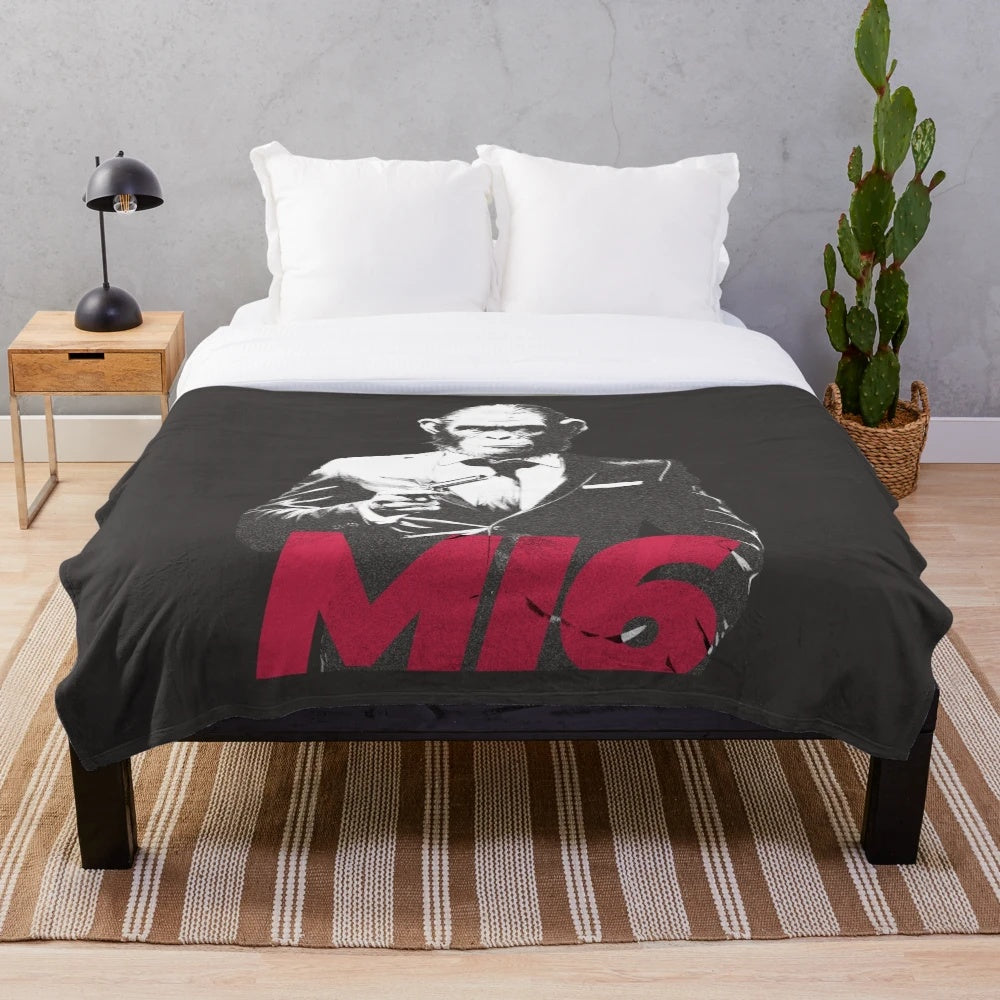 Chimpanzee plush blanket wearing a tuxedo and tie