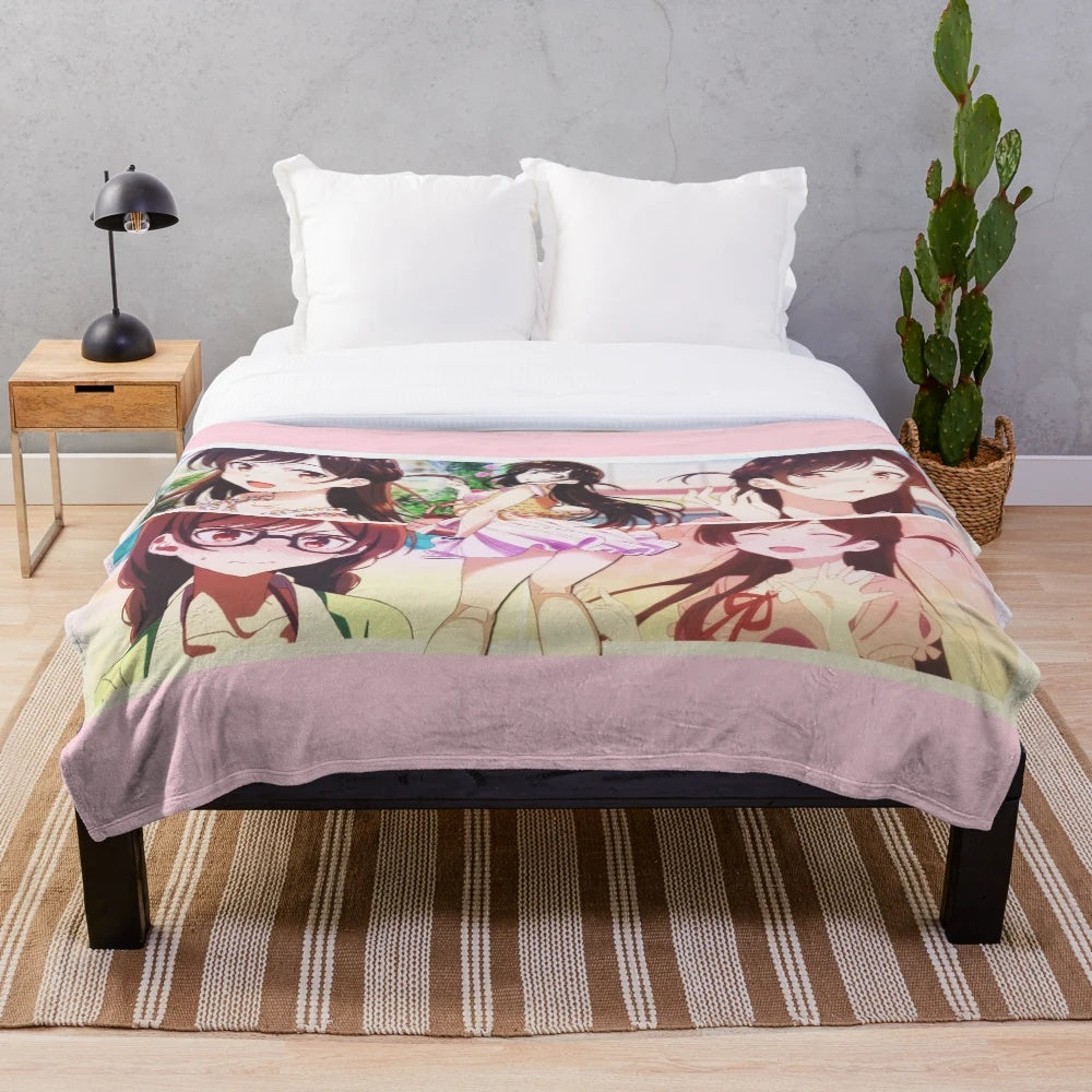 Chizuru Mizuhara inspired anime plush blanket with custom Rent A Girlfriend design