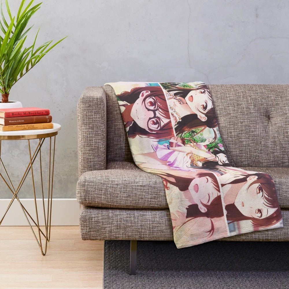 Chizuru Mizuhara inspired anime plush blanket with custom Rent A Girlfriend design