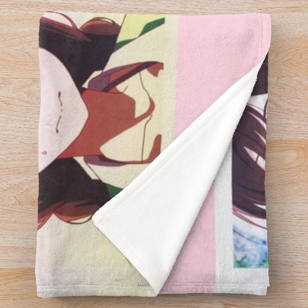 Chizuru Mizuhara inspired anime plush blanket with custom Rent A Girlfriend design