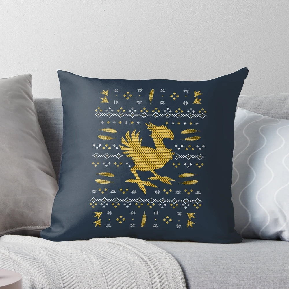 Chocobo Final Fantasy VII Christmas Pillow, featuring the iconic Chocobo character from the beloved FFVII video game series.