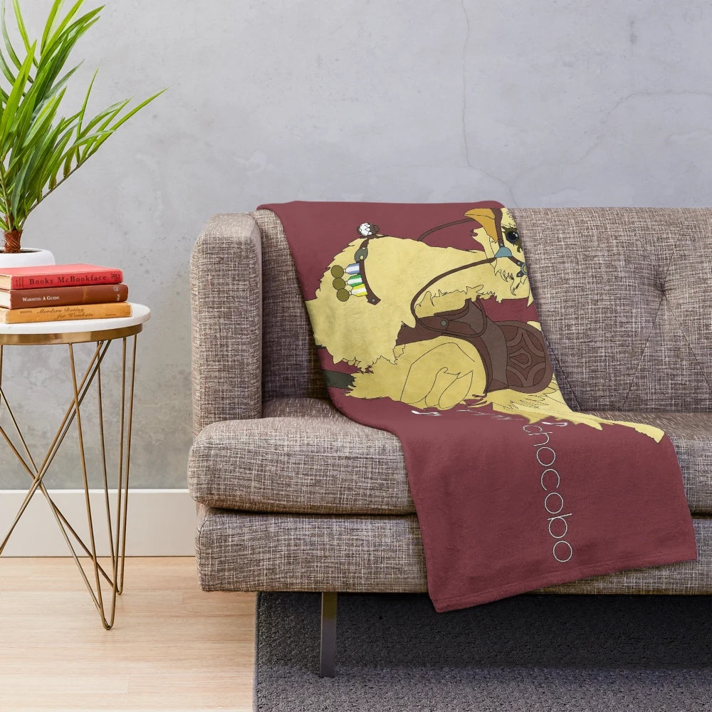 Chocobo-themed plush blanket for Final Fantasy enthusiasts
