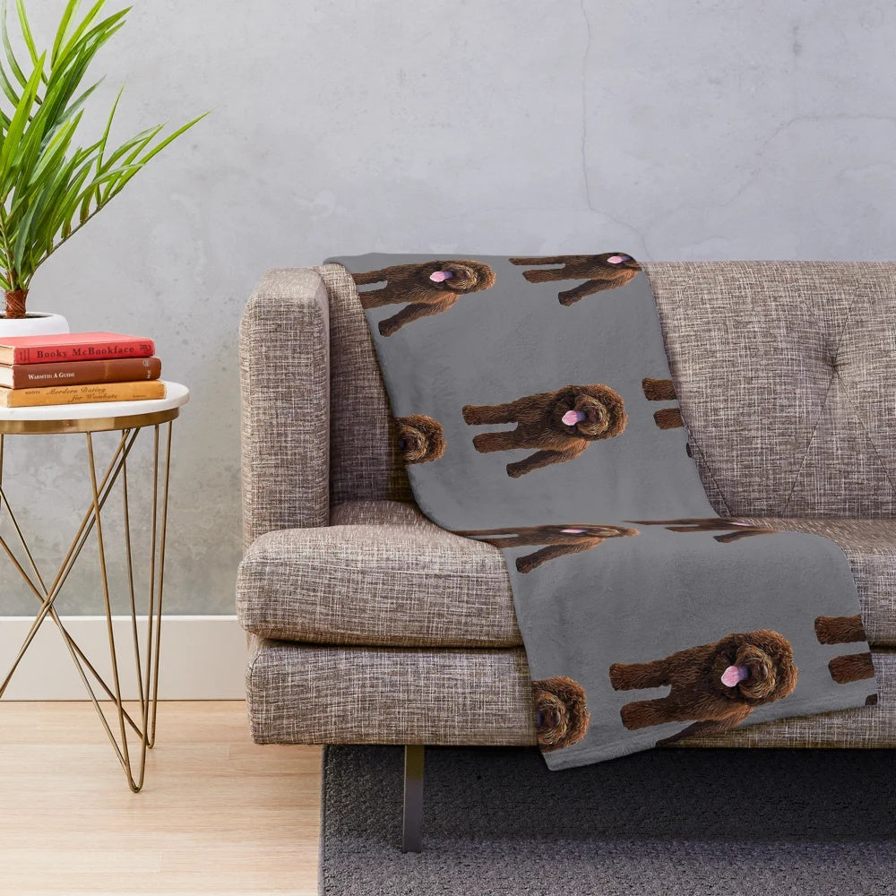 Chocolate brown plush labradoodle blanket
