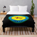 Choctaw Nation Great Seal Plush Blanket featuring tribal flags and indigenous designs