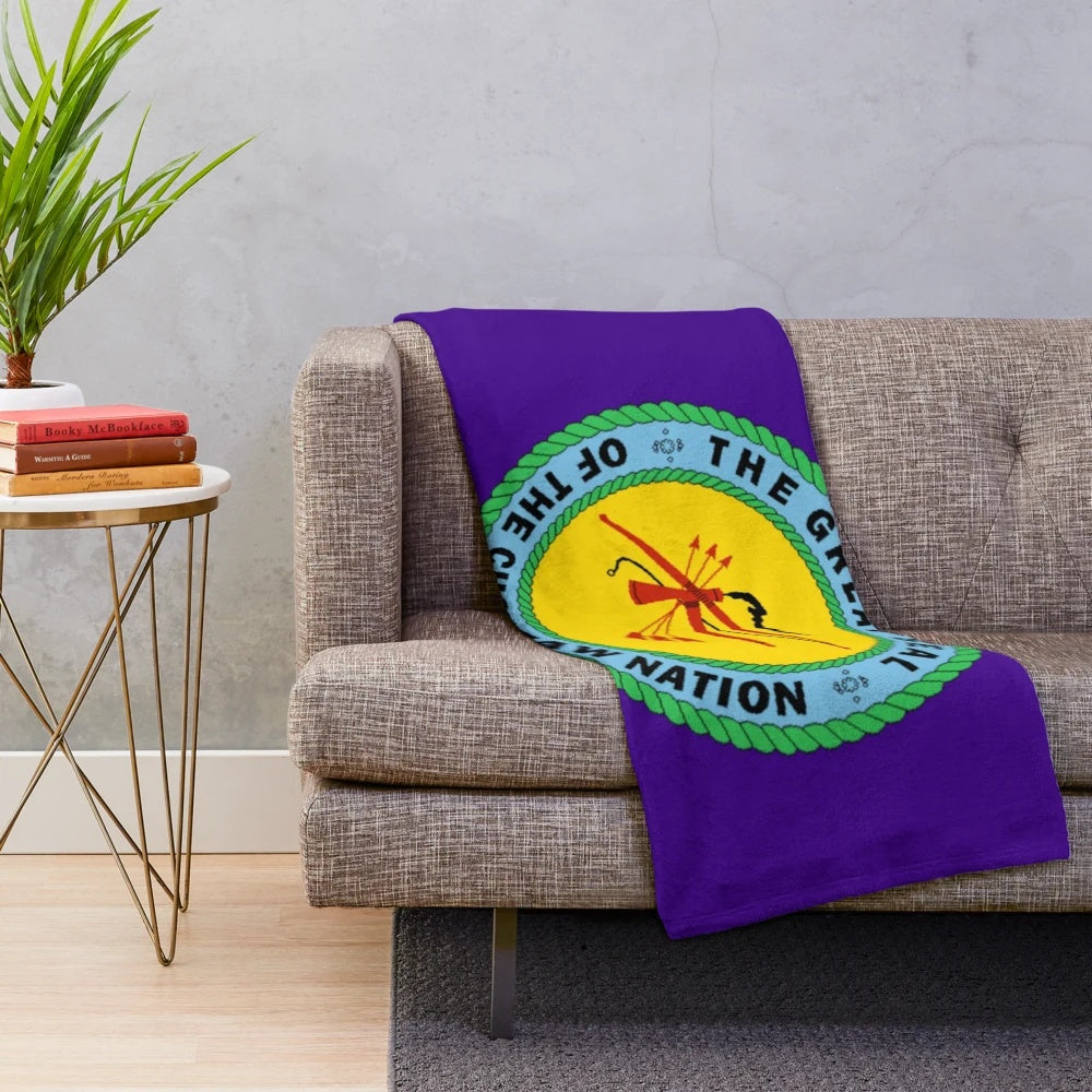Choctaw Nation inspired plush blanket with tribal pattern design