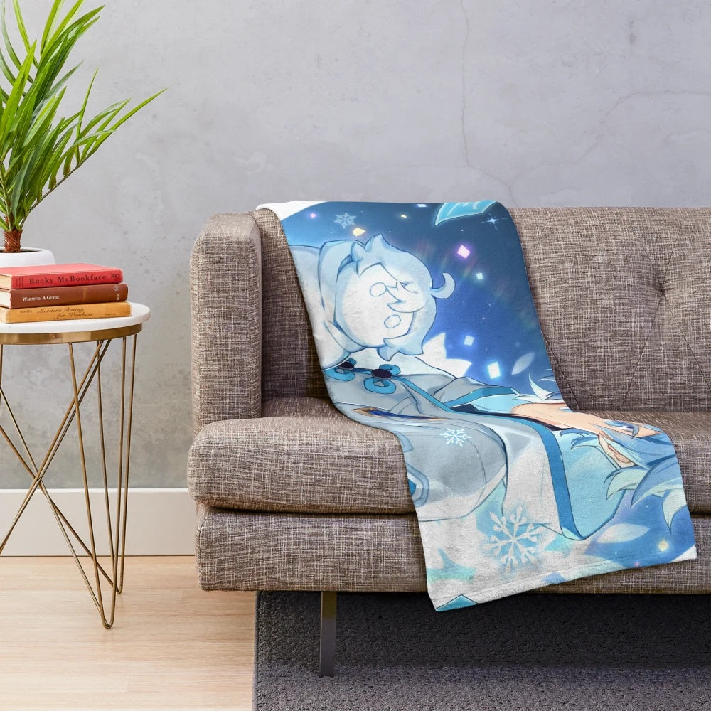 Chongyun-themed plush blanket featuring the Genshin Impact character