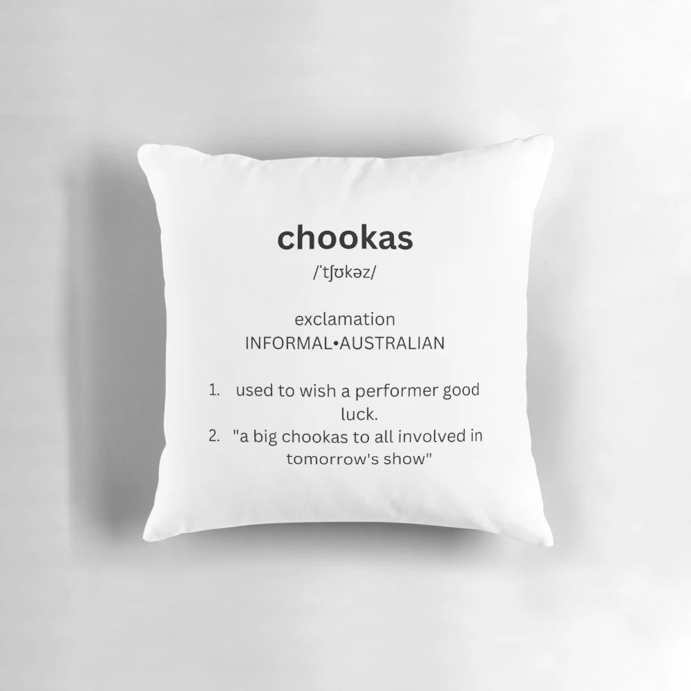Chookas Pillow - A Soft, Plush Pillow with the Word 'Chookas' for Performers in Theatre, Dance, and Drama