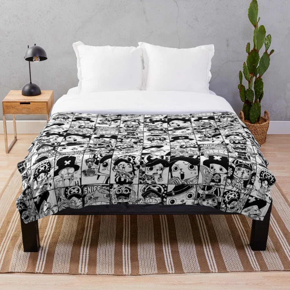 Chopper One Piece Manga Panel Collage Plush Blanket