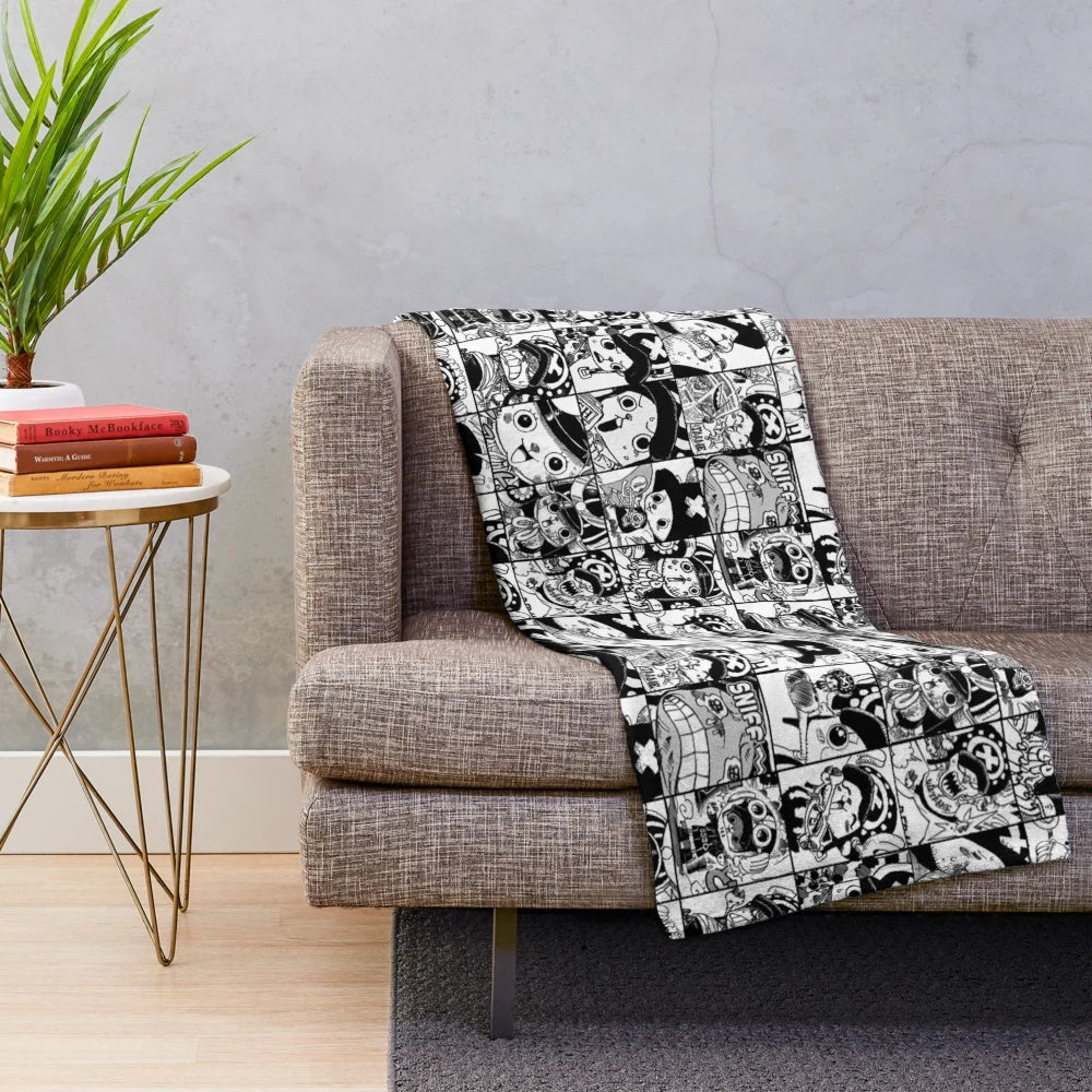 Chopper One Piece Manga Panel Collage Plush Blanket
