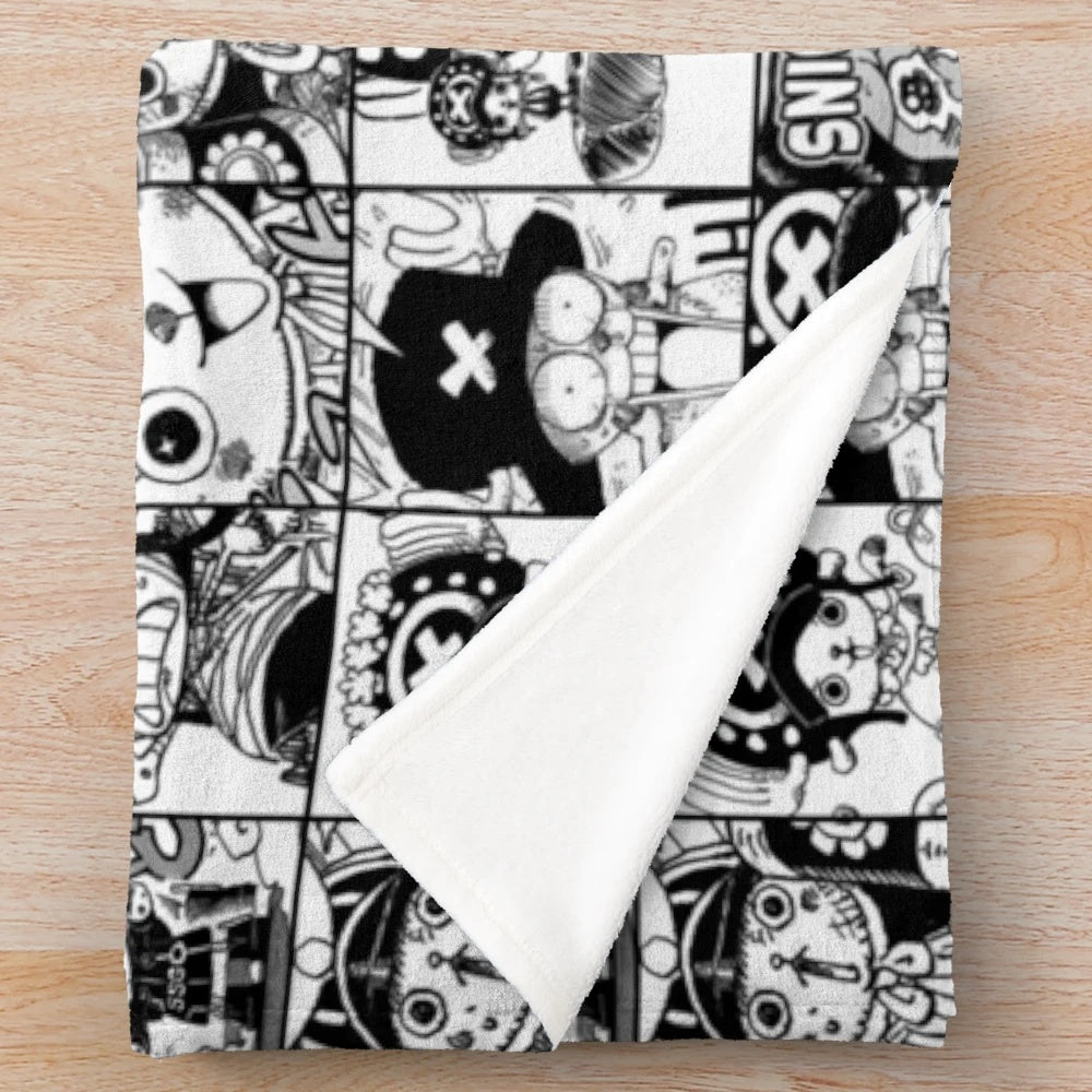 Chopper One Piece Manga Panel Collage Plush Blanket