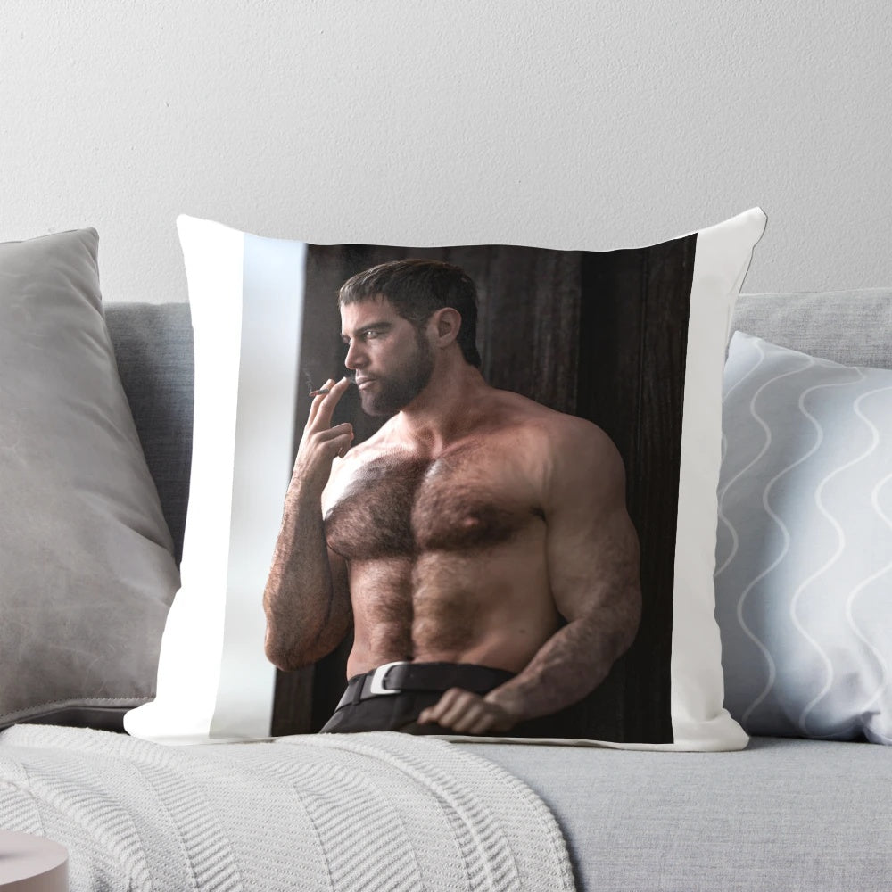 A high-quality pillow featuring the character Chris Redfield from the Resident Evil video game series.