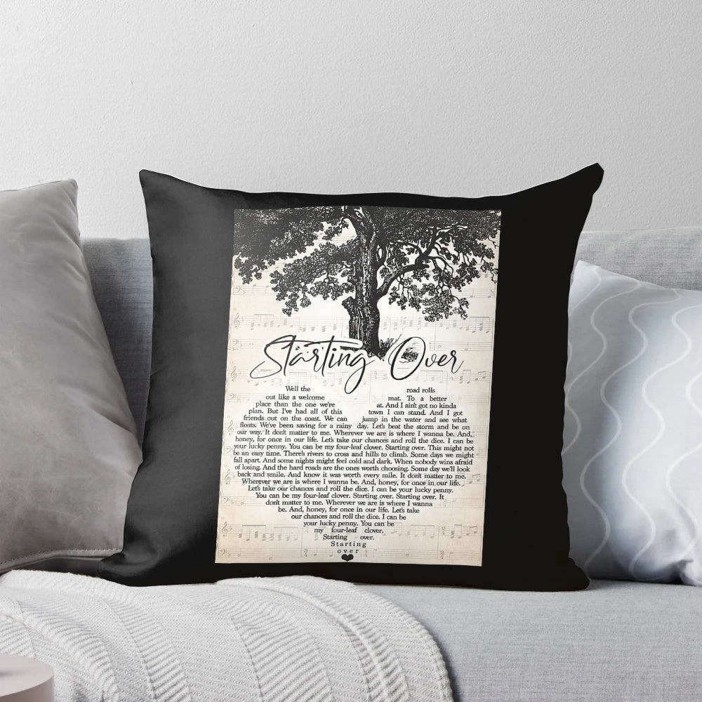 Chris Stapleton "Starting Over" Lyrics Printed on a Soft, Comfortable Pillow
