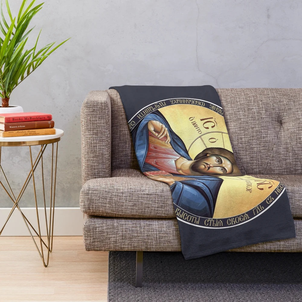 Christ Pantocrator Orthodox Icon Plush Blanket