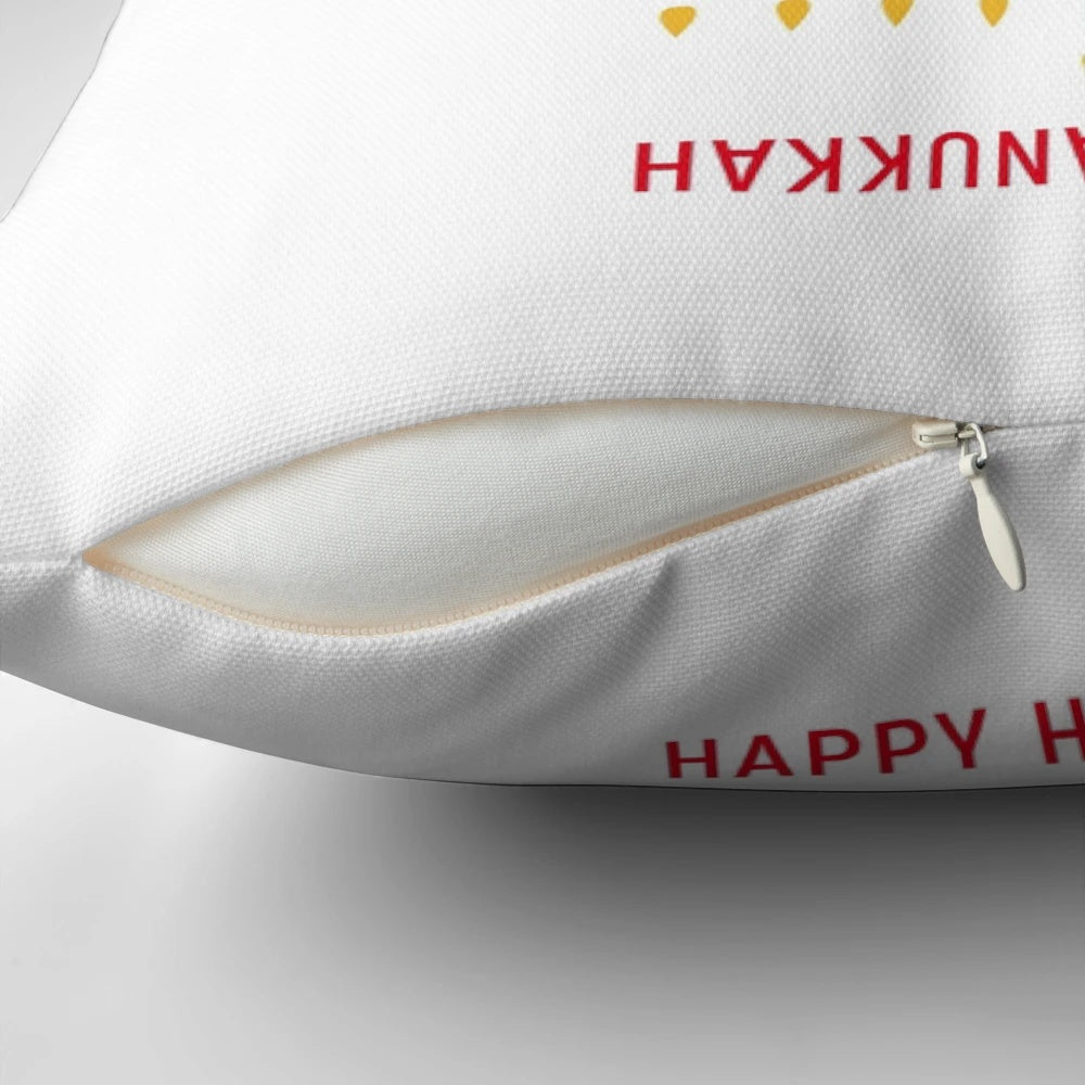 Christmas and Hanukkah decorative throw pillow featuring a festive holiday design