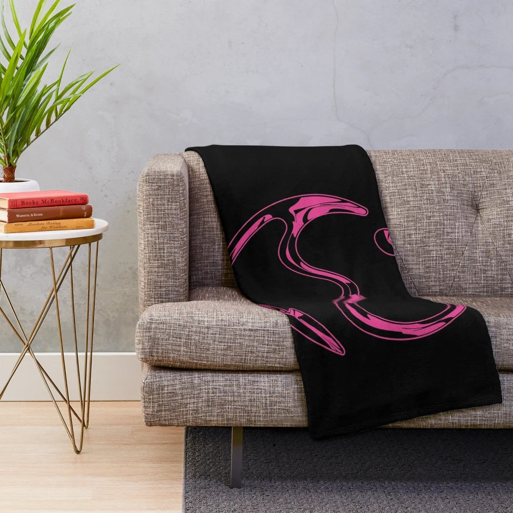 Chromatica-inspired pink chrome plush blanket with Lady Gaga logo design