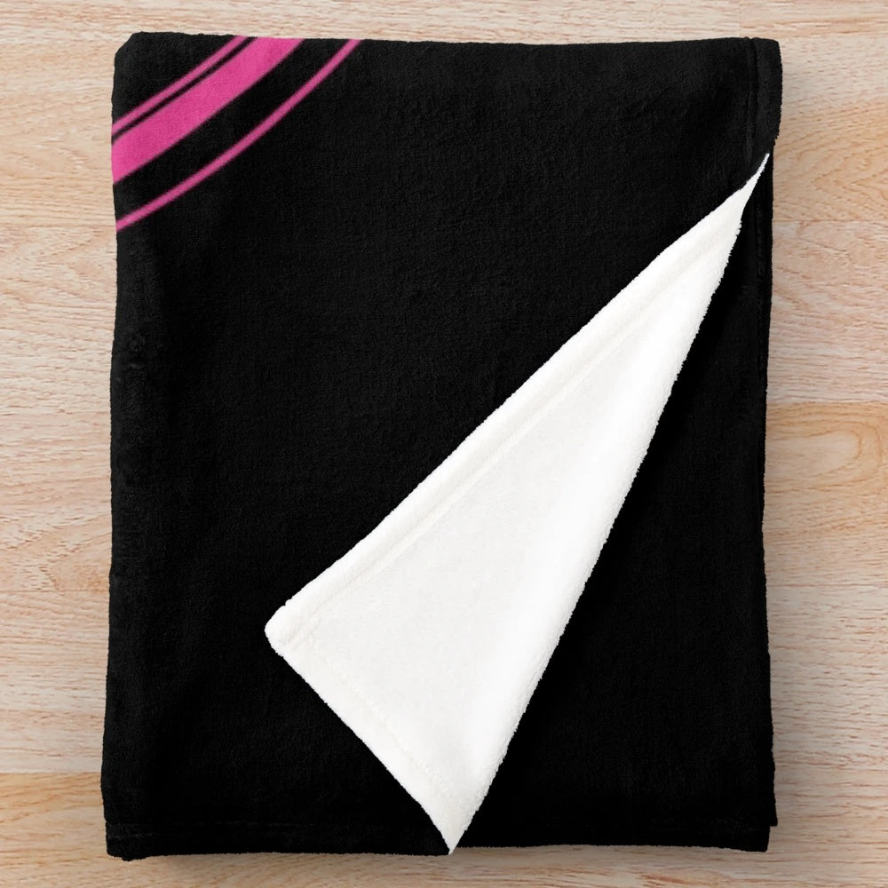 Chromatica-inspired pink chrome plush blanket with Lady Gaga logo design