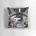 Chrome motorcycle engine-inspired pillow for bike enthusiasts