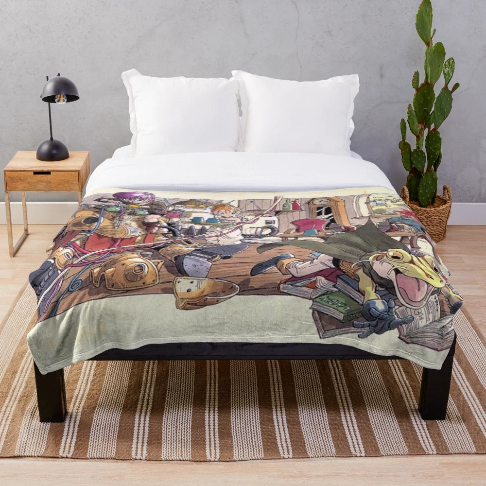 Chrono Trigger-themed plush blanket for cozy retro gaming experience
