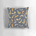 Soft, plush pillow featuring a realistic chub gecko or leopard gecko pattern in dark grey tones.