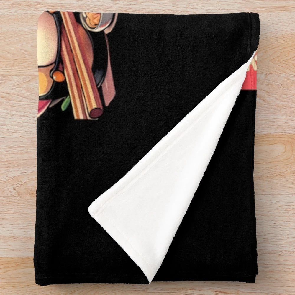 Soft, cozy plush blanket featuring a chubby chocobo ramen design