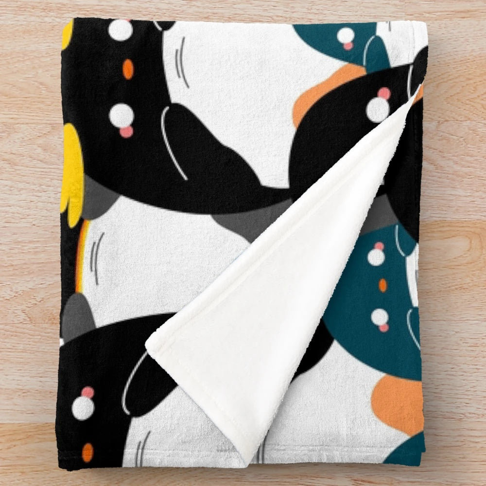 Cozy plush penguin pattern blanket