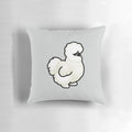 Soft, white plush pillow featuring a chubby silkie chicken design, perfect for bird lovers and home decor.