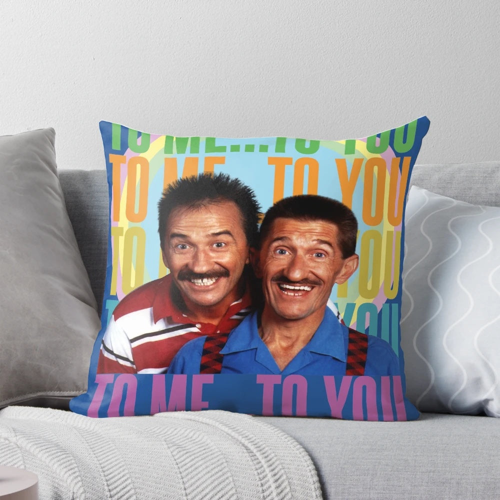 Chuckle Brothers Themed Decorative Pillow for 80s TV Show Fans