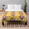 Chucky and Tiffany inspired plush blanket featuring retro horror art