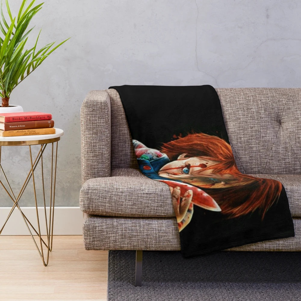 Chucky-inspired horror plush blanket