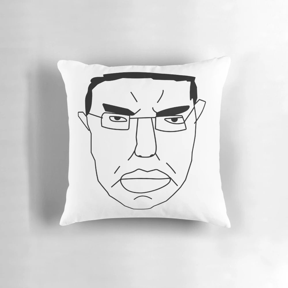 Chudjak Pillow featuring the iconic Wojak meme face with glasses