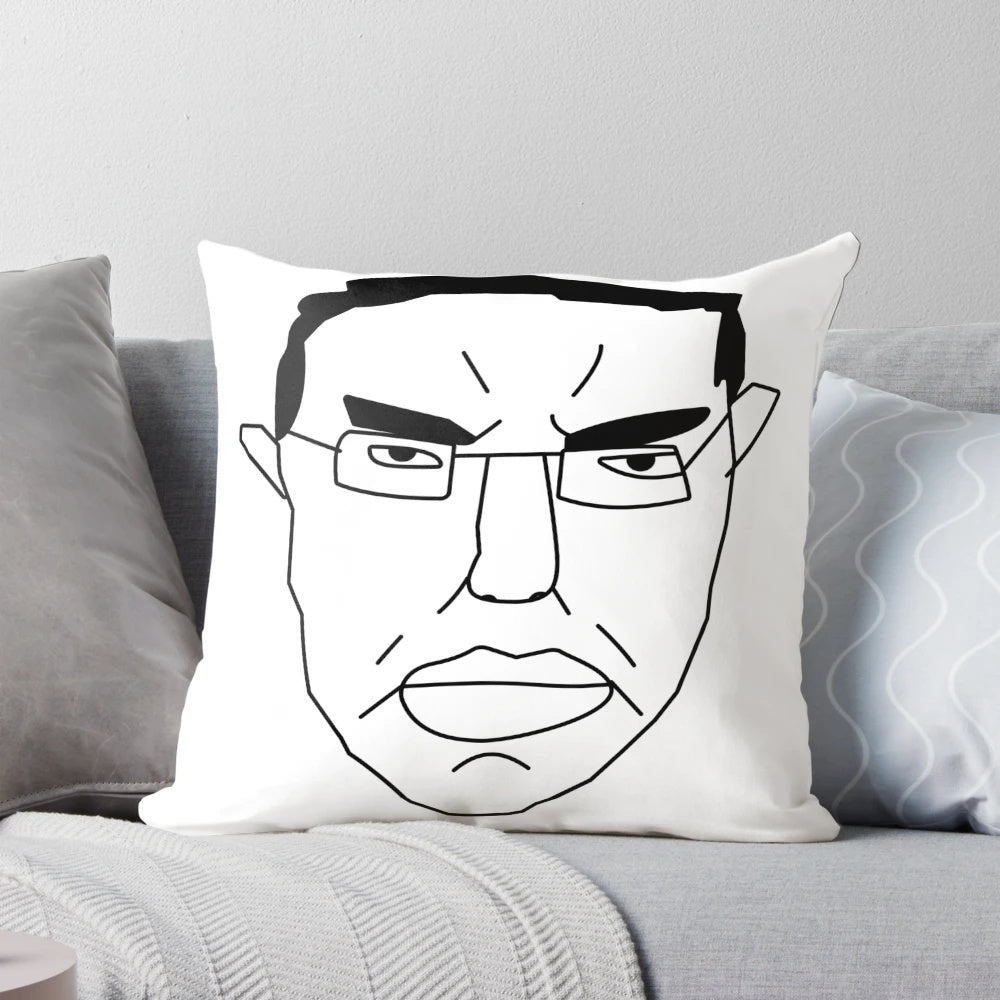 Chudjak Pillow featuring the iconic Wojak meme face with glasses