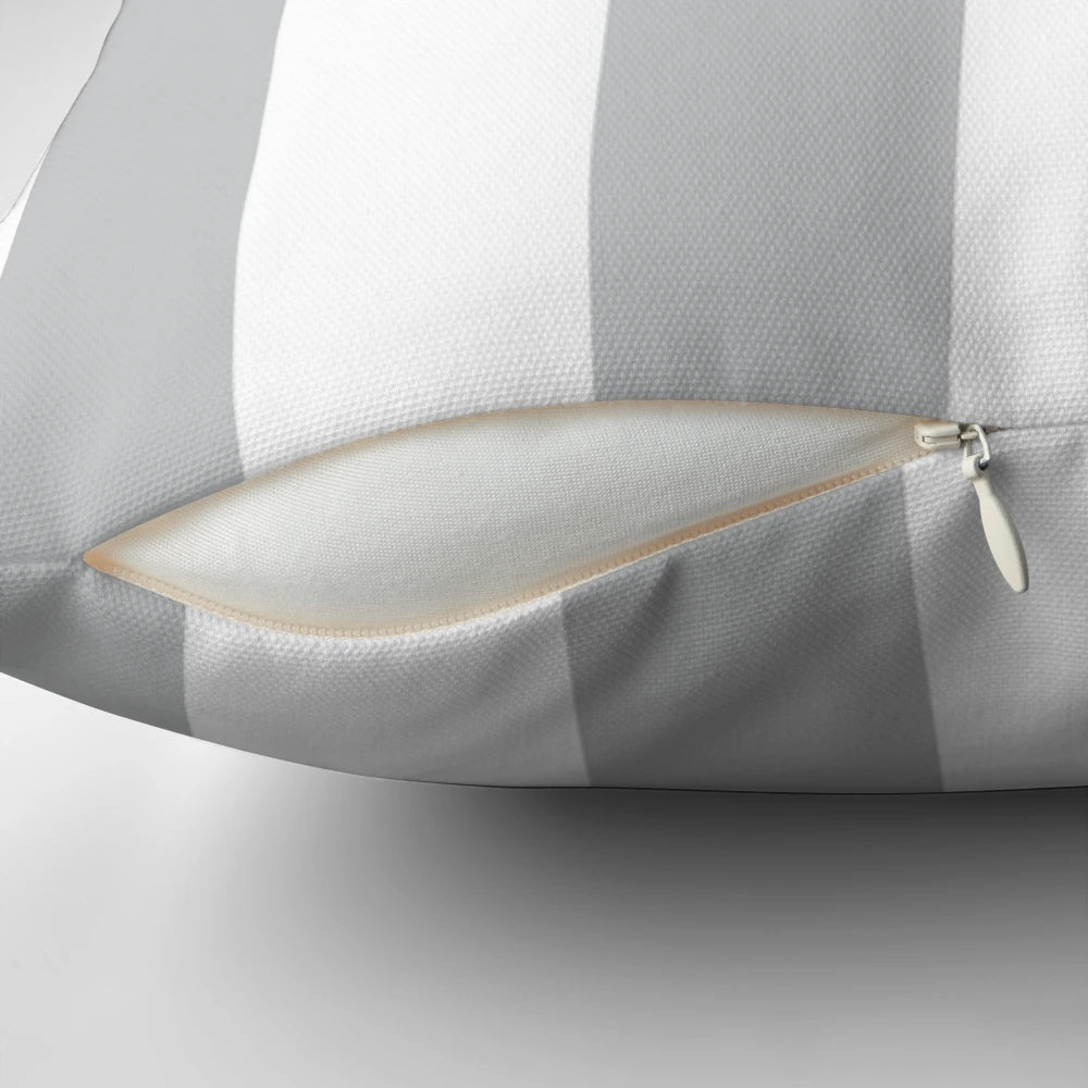Chunky grey and white striped pillow for teen girl bedroom decor
