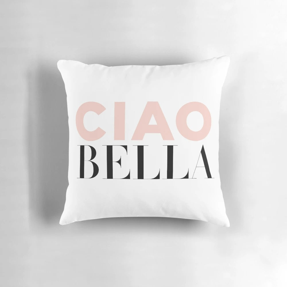 Elegant ciao bella pillow featuring a chic Italian-inspired design