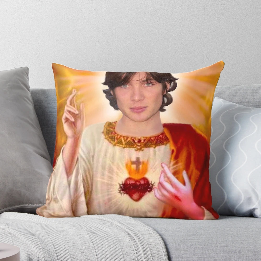 Cillian Murphy inspired decorative pillow featuring the Irish actor