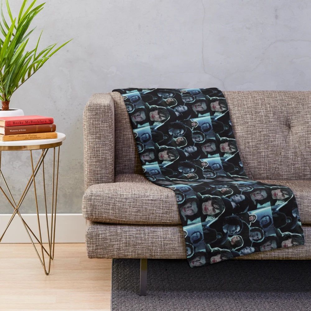 Plush blanket with a cinematic collage design featuring Adam Driver as Ben Solo from Star Wars.