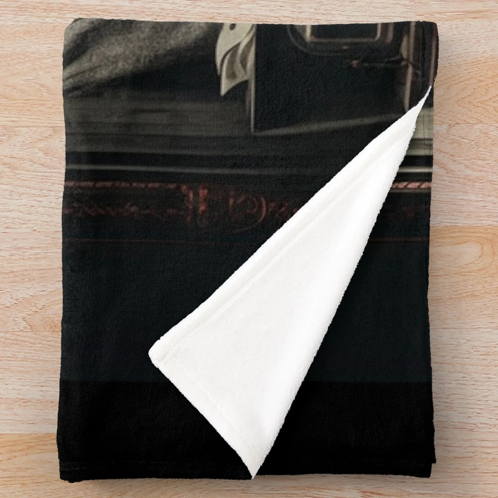 Cinematic horror movie plush blanket with dark, moody design