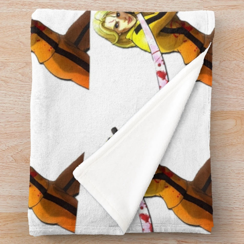 Kill Bill inspired plush blanket featuring Uma Thurman