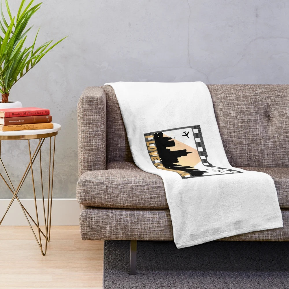 Beautiful night city skyline plush blanket