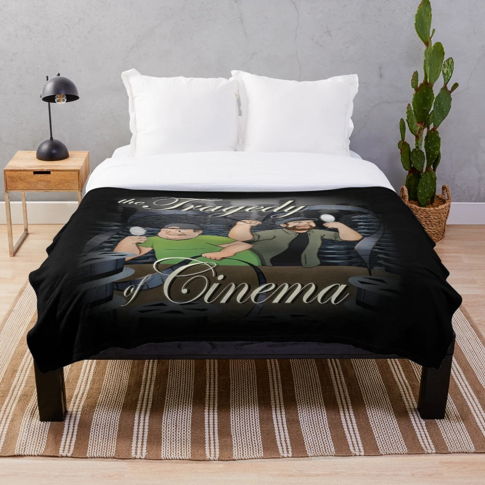 Plush blanket featuring cinema-themed design for movie podcast enthusiasts