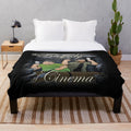 Plush blanket featuring cinema-themed design for movie podcast enthusiasts