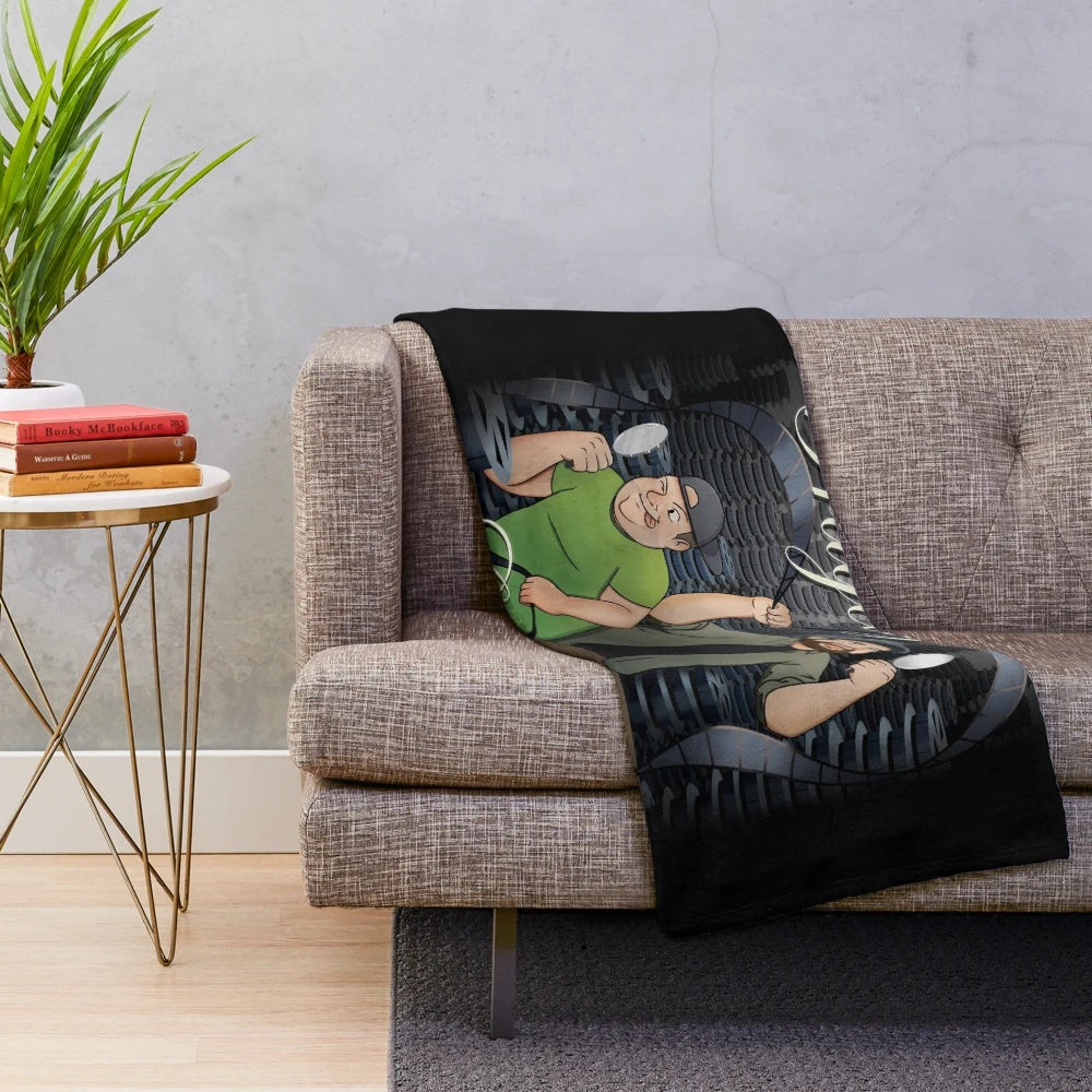 Plush blanket featuring cinema-themed design for movie podcast enthusiasts