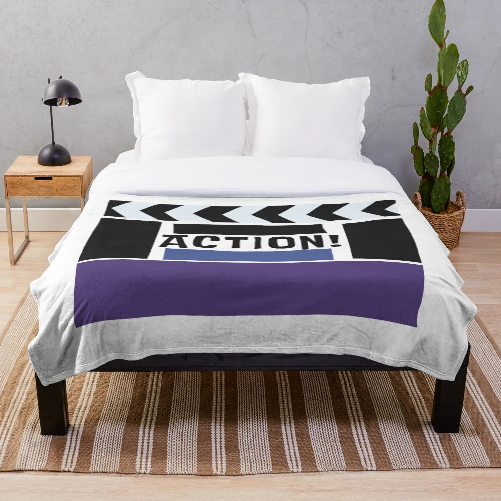 Cinematic plush blanket featuring movie-inspired design