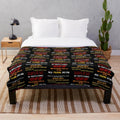 Cinematic plush blanket featuring iconic film quotes and imagery