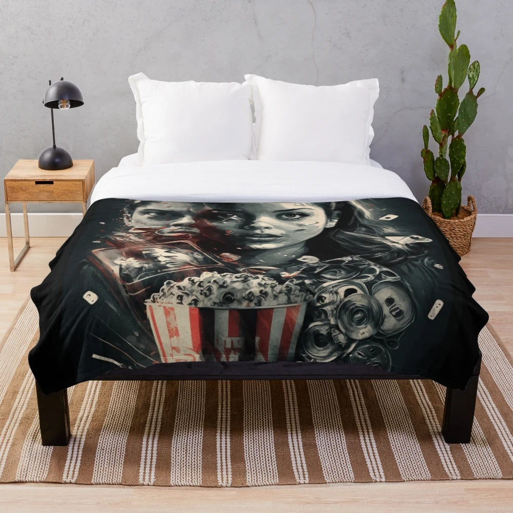 Cinematic plush blanket featuring a movie poster design