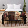 Cinematic popcorn plush blanket with a movie-inspired design