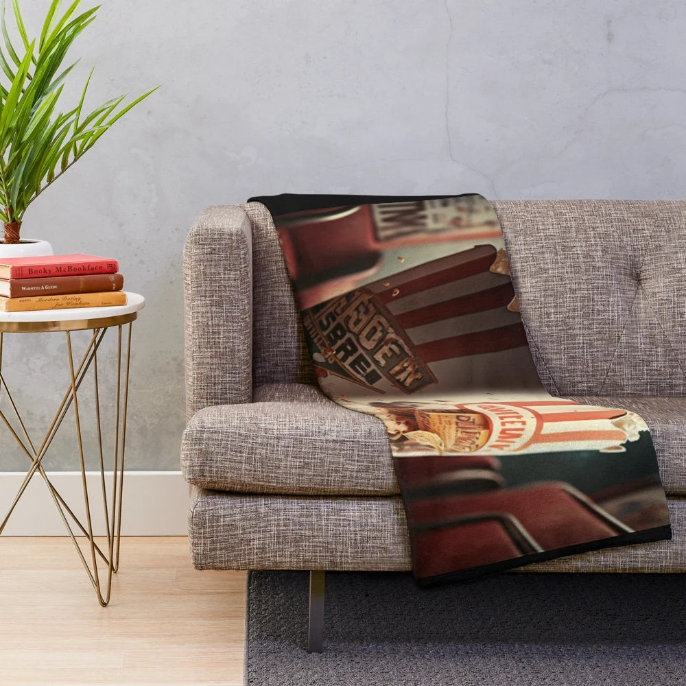 Cinematic popcorn plush blanket with a movie-inspired design