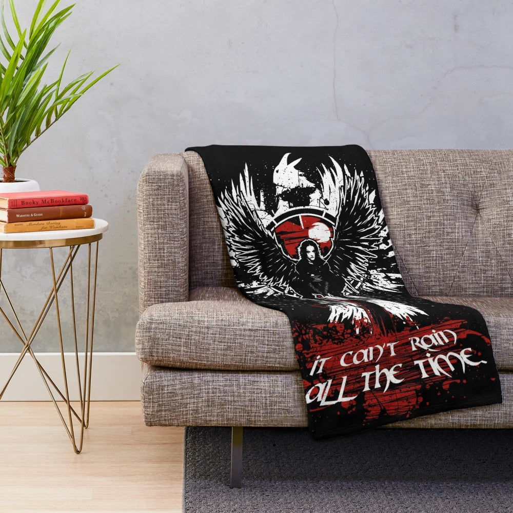Raven plush blanket for dark music and cinema enthusiasts